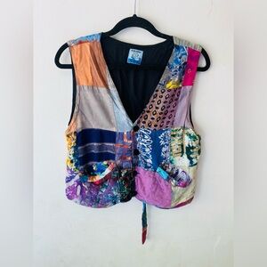 Vintage Endeavor Trading multi-pattern patchwork vest